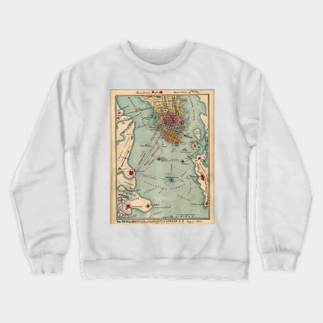 Vintage Charleston SC Civil War Map (1865) Crewneck Sweatshirt by Bravuramedia